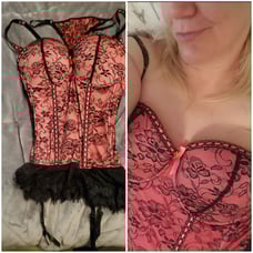 Pink & Black Bustier with Matching G-Str