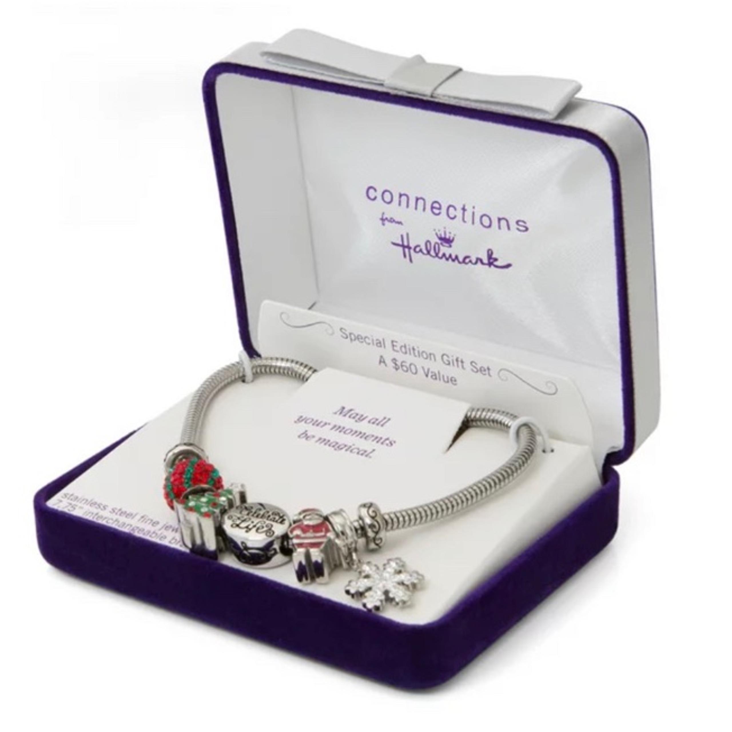 Connections from Hallmark Women's Stainless Steel Christmas Holiday Bead Bundle