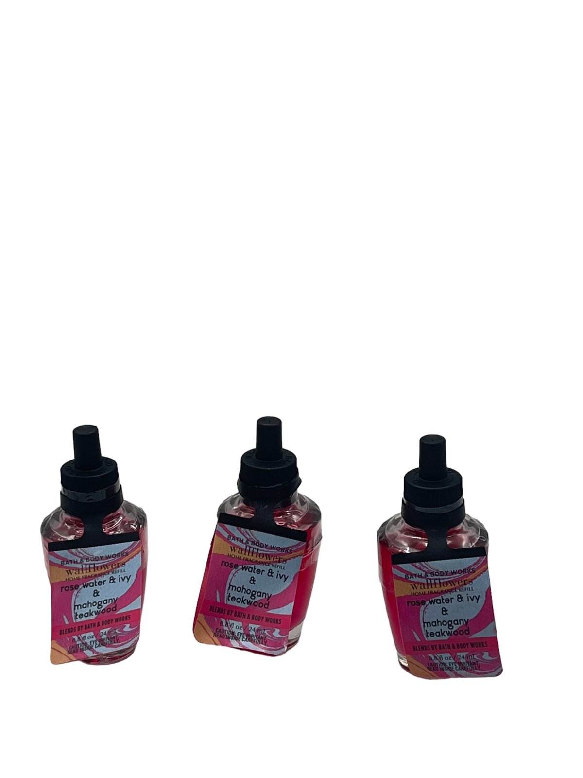 3 NEW BATH & BODY WORKS ROSE WATER & IVY & MAHOGANY TEAKWOOD WALLFLOWER BULBS