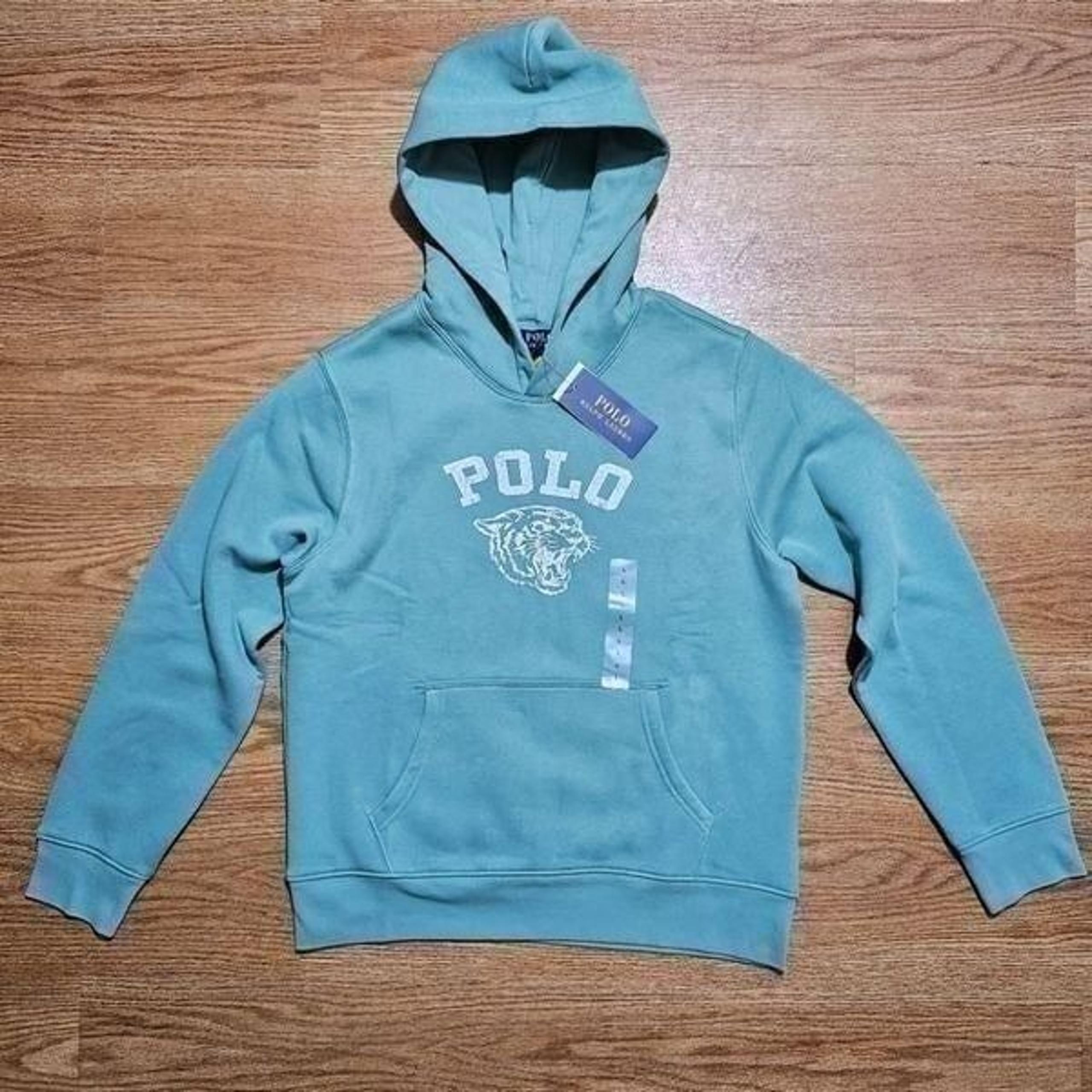 Polo Ralph Lauren Tiger Varsity Hoodie Women's S Green White Cotton Blend New