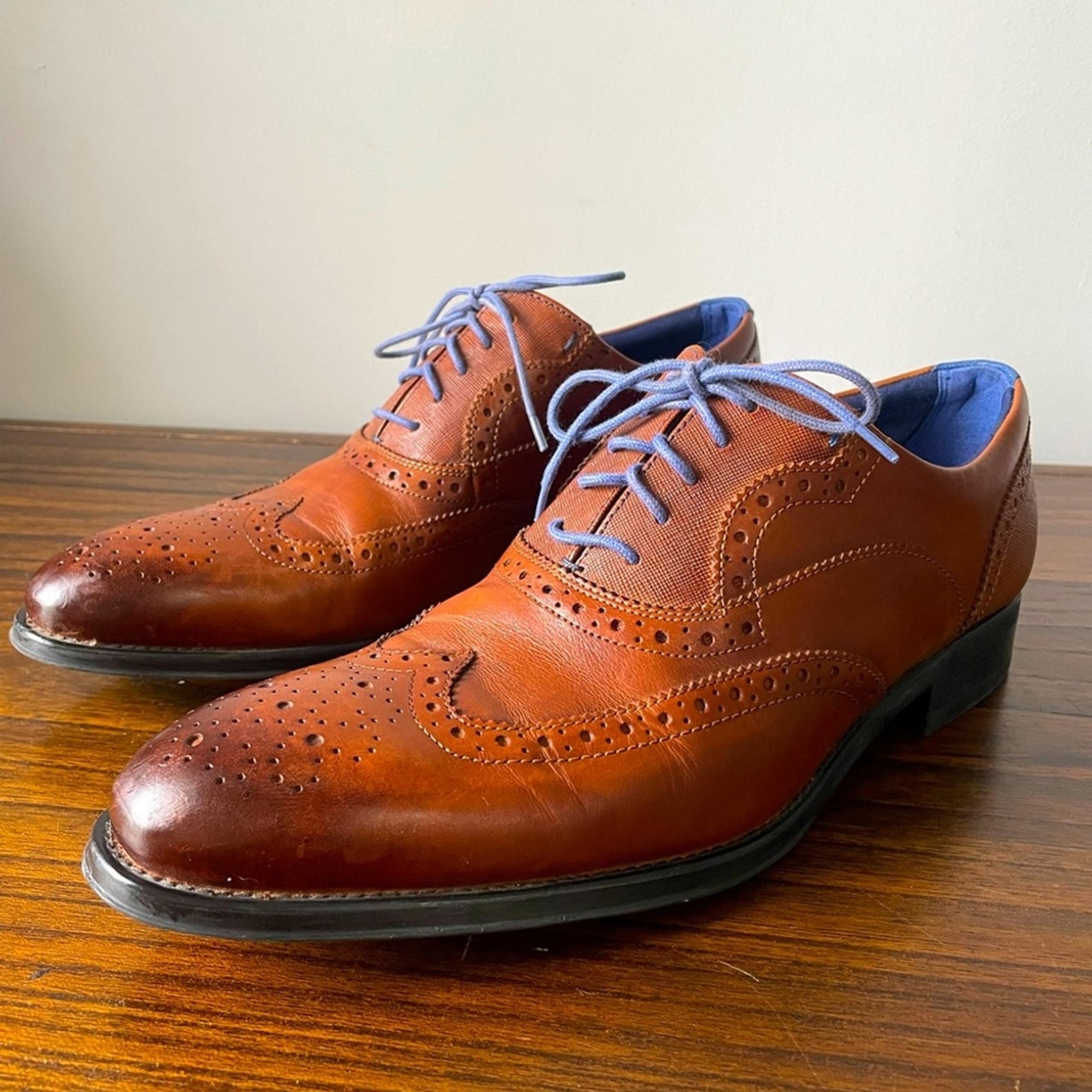 Ted Baker London size 10 men’s brown leather oxford dress shoes EUC
