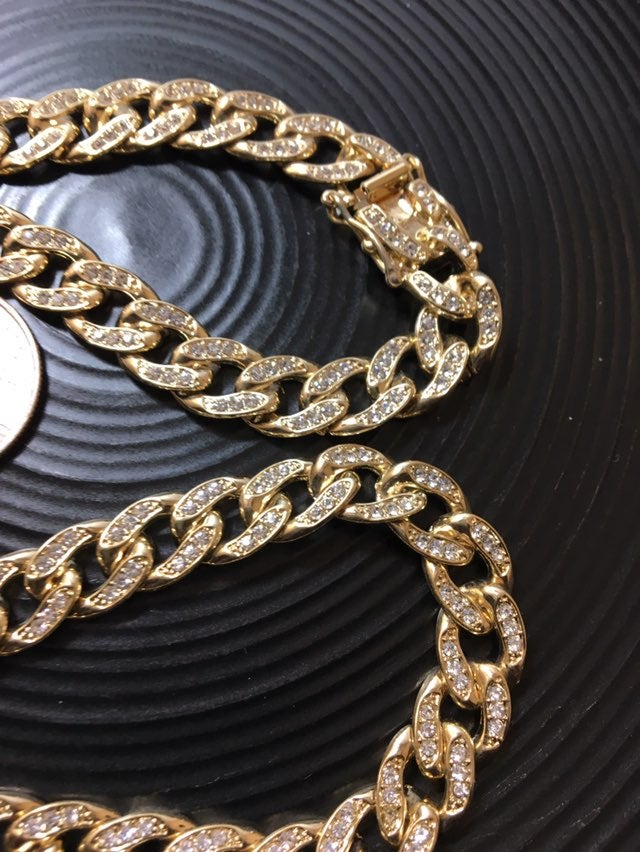 14K gold plated iced out amiami Cuban