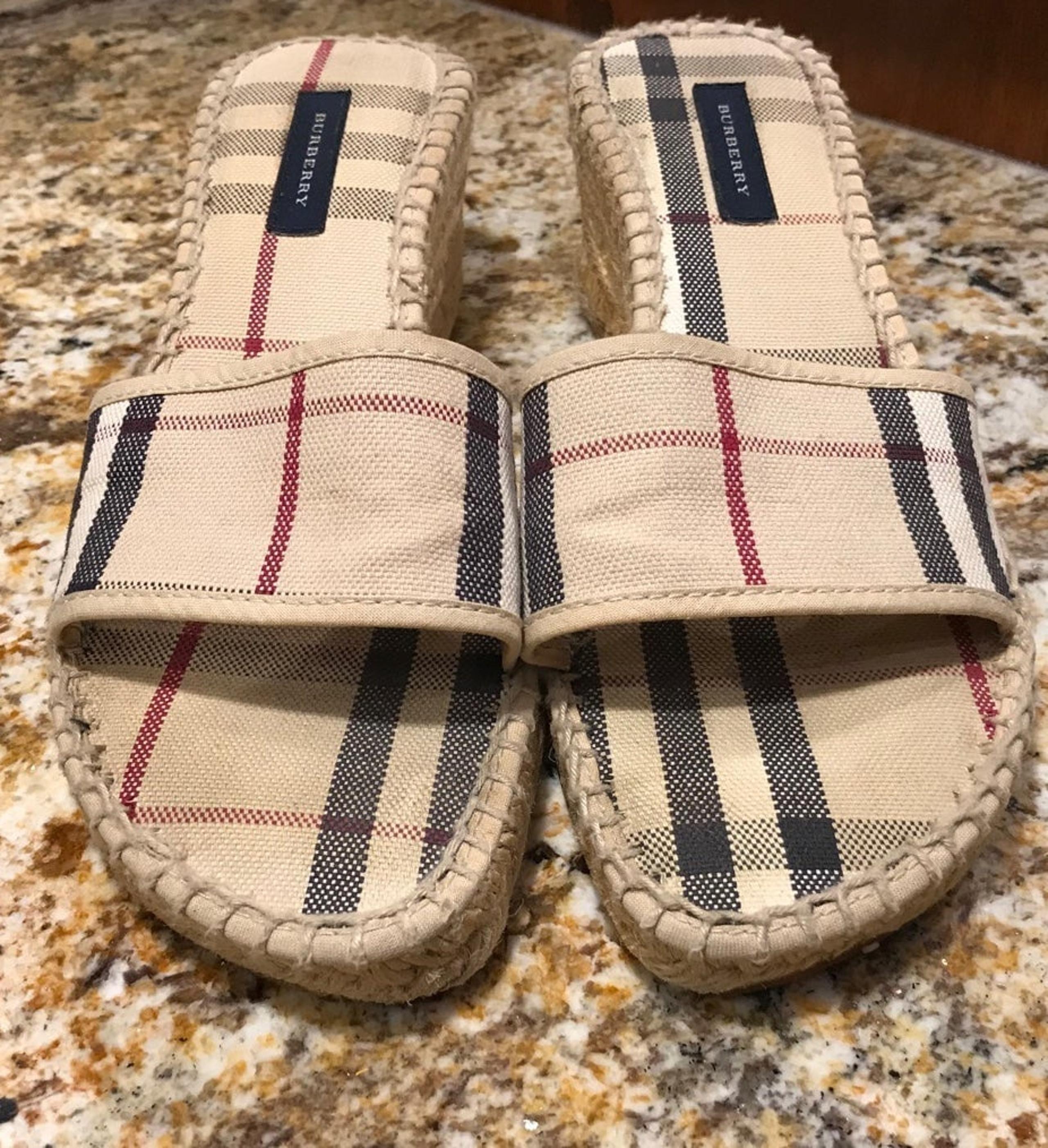 Authentic Burberry Nova Check Espadrille Slides Size EUR 37