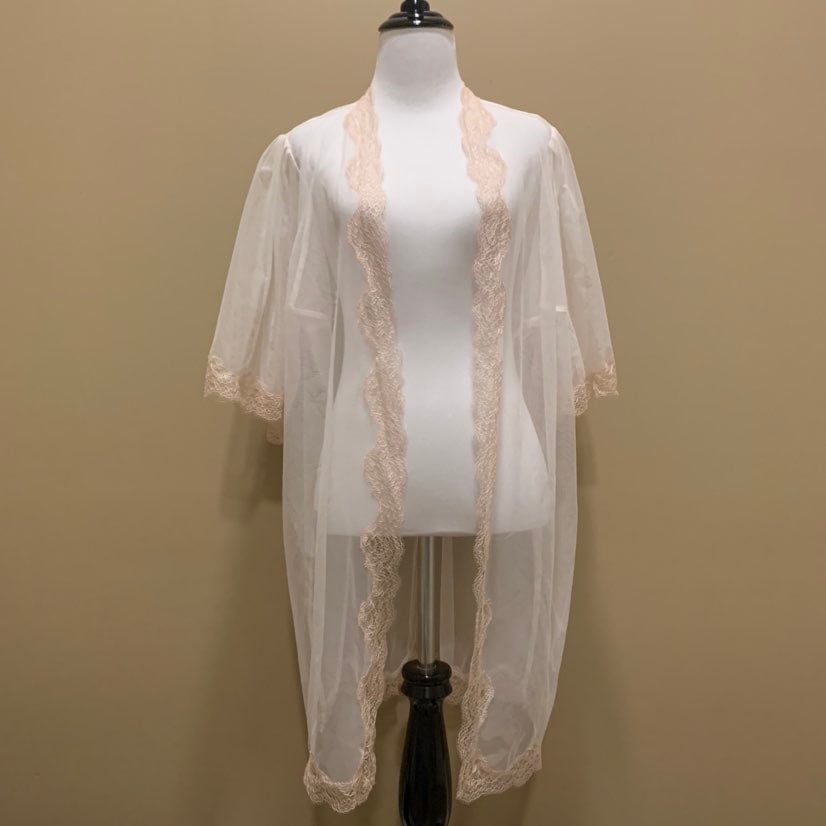 VS Chantilly Lace Sheer bride bridal getting ready kimono robe