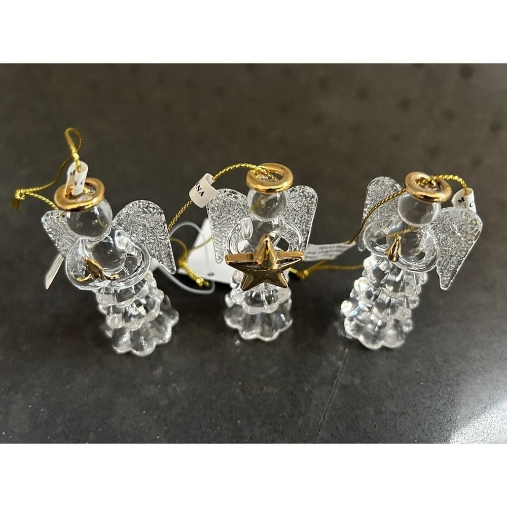 Set Of 3 Silvestri Demdaco Glass Crystal Praying Christmas Angel Ornaments