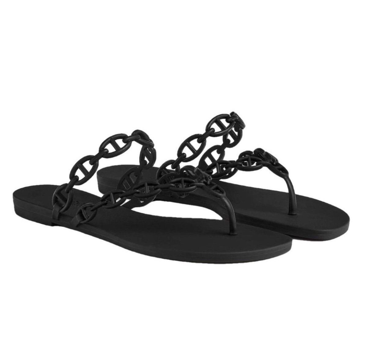 BRAND NEW black Hermès Island Sandals (Size 37)