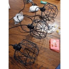 New Open Box 3-PC Matte Black Retro Metal Wire Ceiling Pendant Light