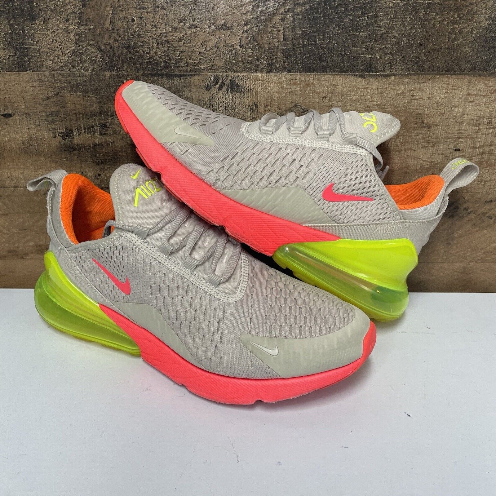 Nike Air Max 270 Desert Sand Hot Punch Volt - Womens Size 9 - AH6789-005