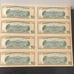 Lot of 8 Ten Dollar Notes Series 2009 Uncut Sheet Uncirculated