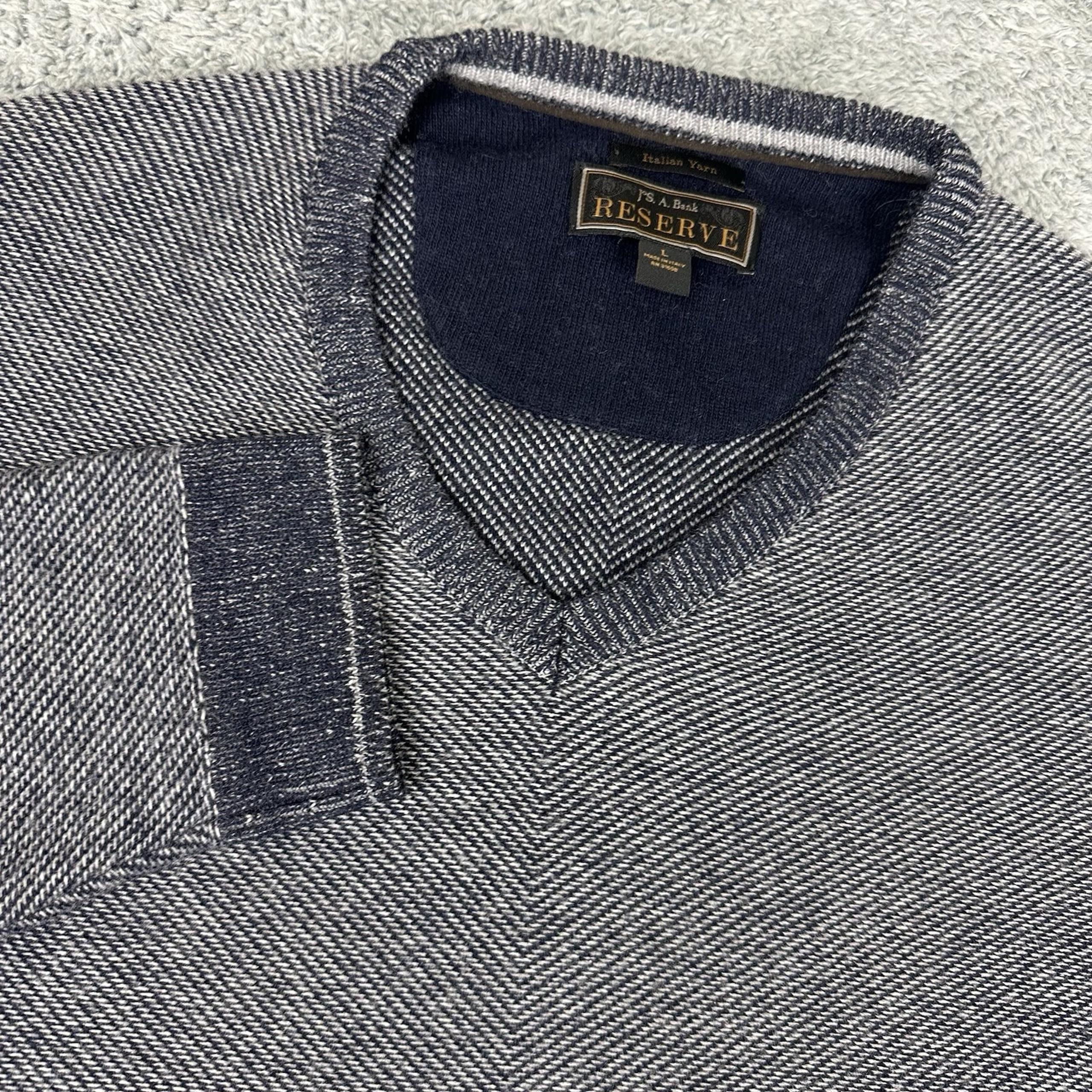 Jos A Bank Reserve Italian Yarn Mens L Knit Sweater Nylon Wool Viscose Cashmere