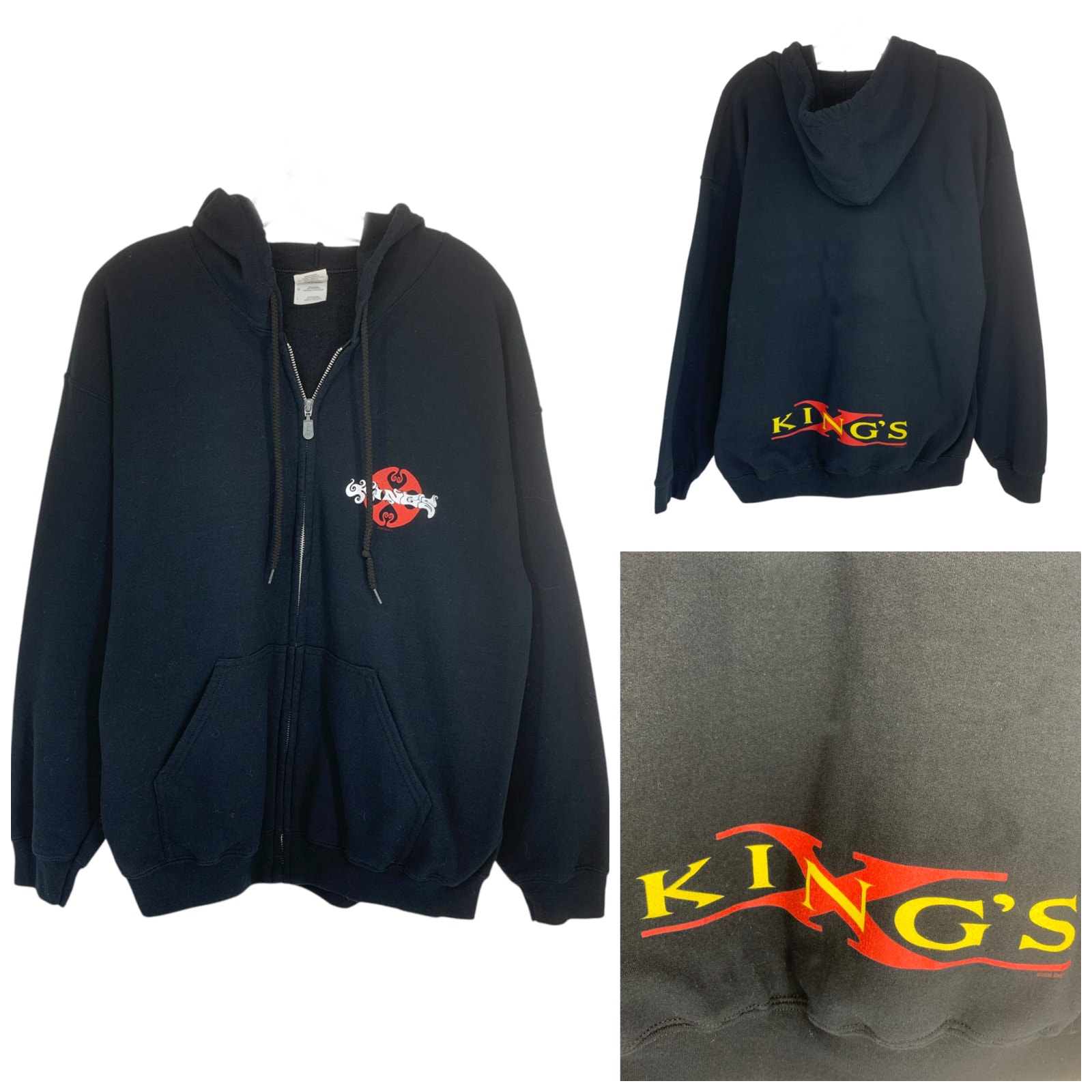 Vintage King's X Prog Metal Band Sz L 2006 Tour Black Full Zip Hoodie Jacket