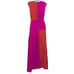 Amur Lotta Colorblock Silk Maxi Dress 4 Sleeveless V-Neck Side Drawstring Womens