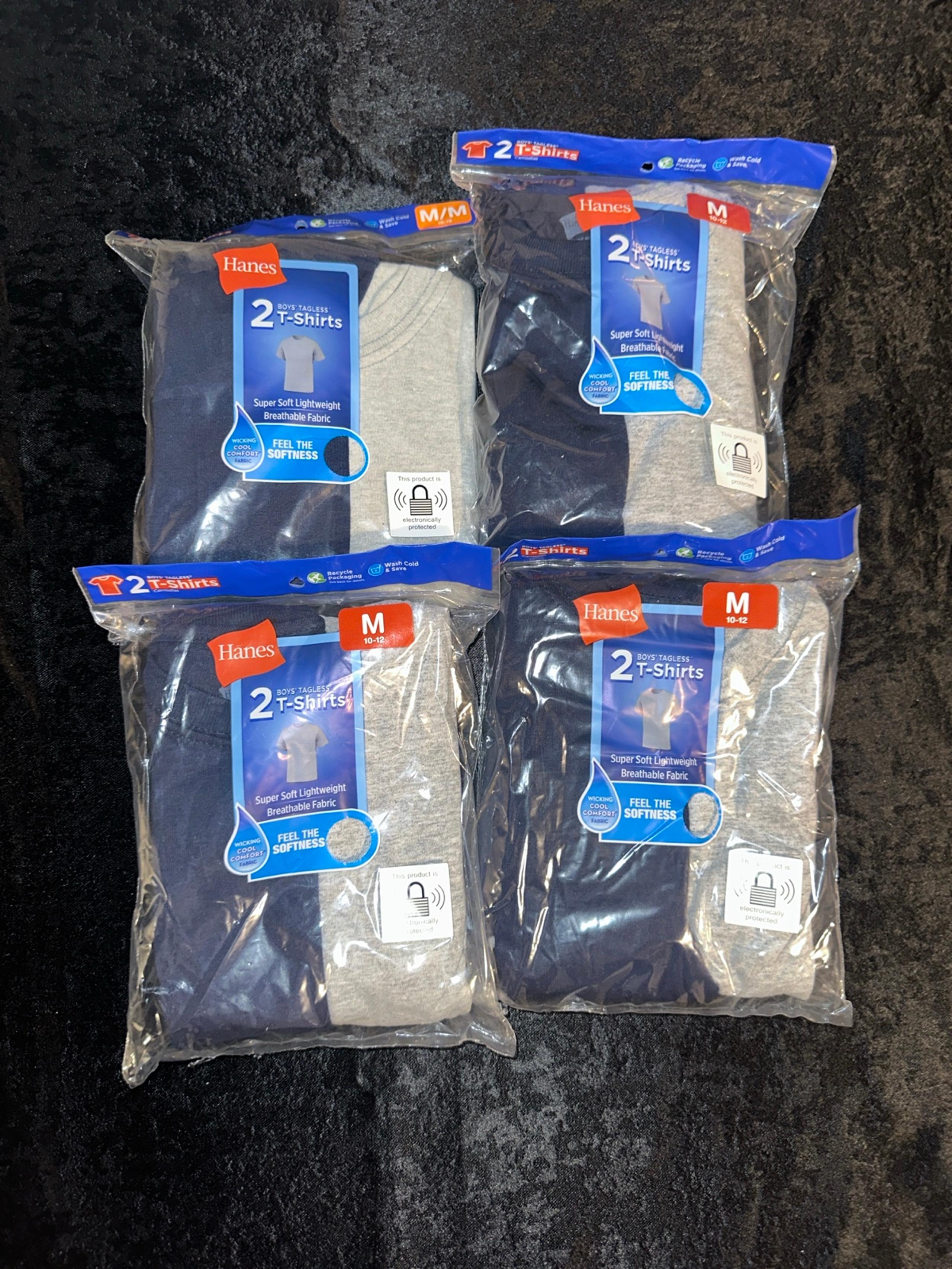 4 Packs Hanes Boys’ Tagless T-Shirts Size M (8 Total Shirts)