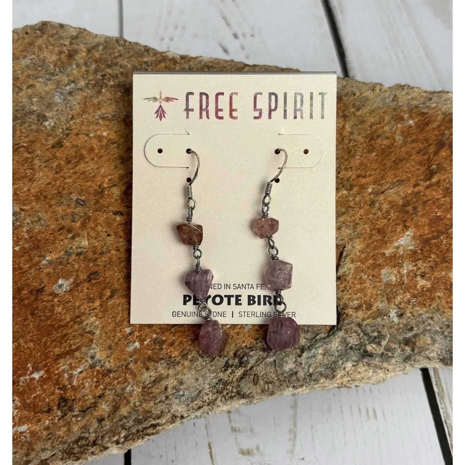 Peyote Bird Sterling Silver Amethyst Beaded Earrings J061