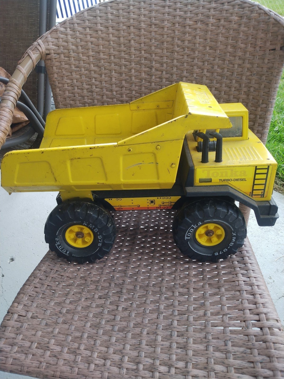 Two Vintage 1980's XMB 975 Metal Tonka Trucks