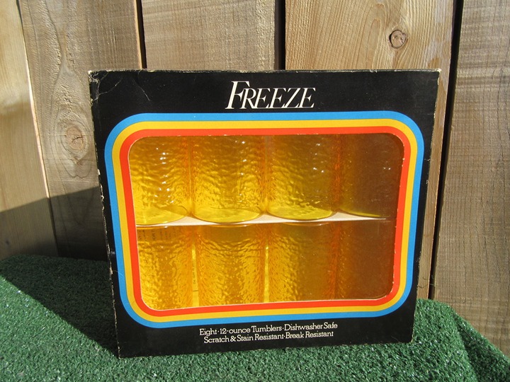 Vintage Freeze Yellow 8 Count 12 oz Tumbler Cups Scratch Stain Break Resistant