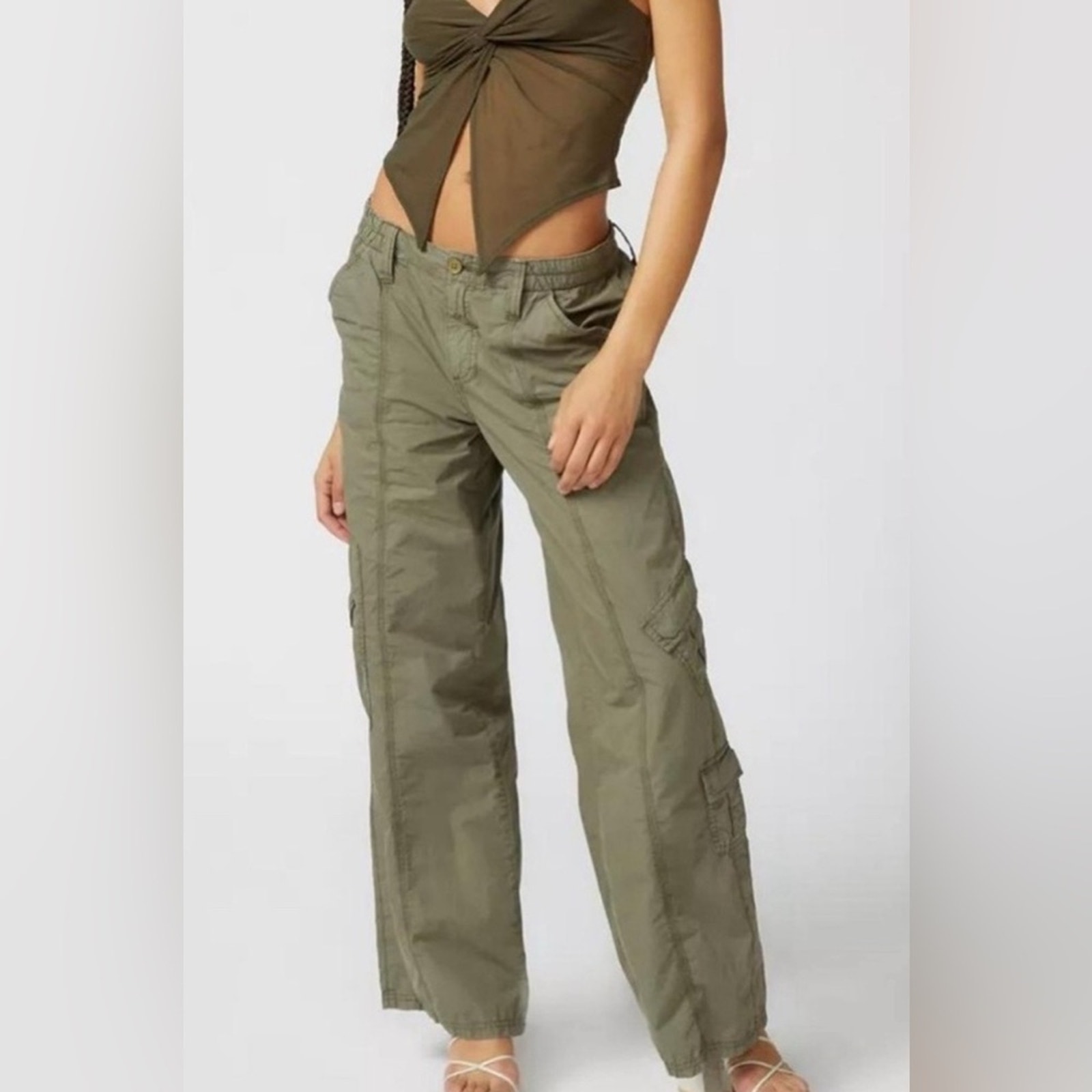 BDG Y2K Cargo Olive Green Women's Utility Pocket Balloon Pants- M