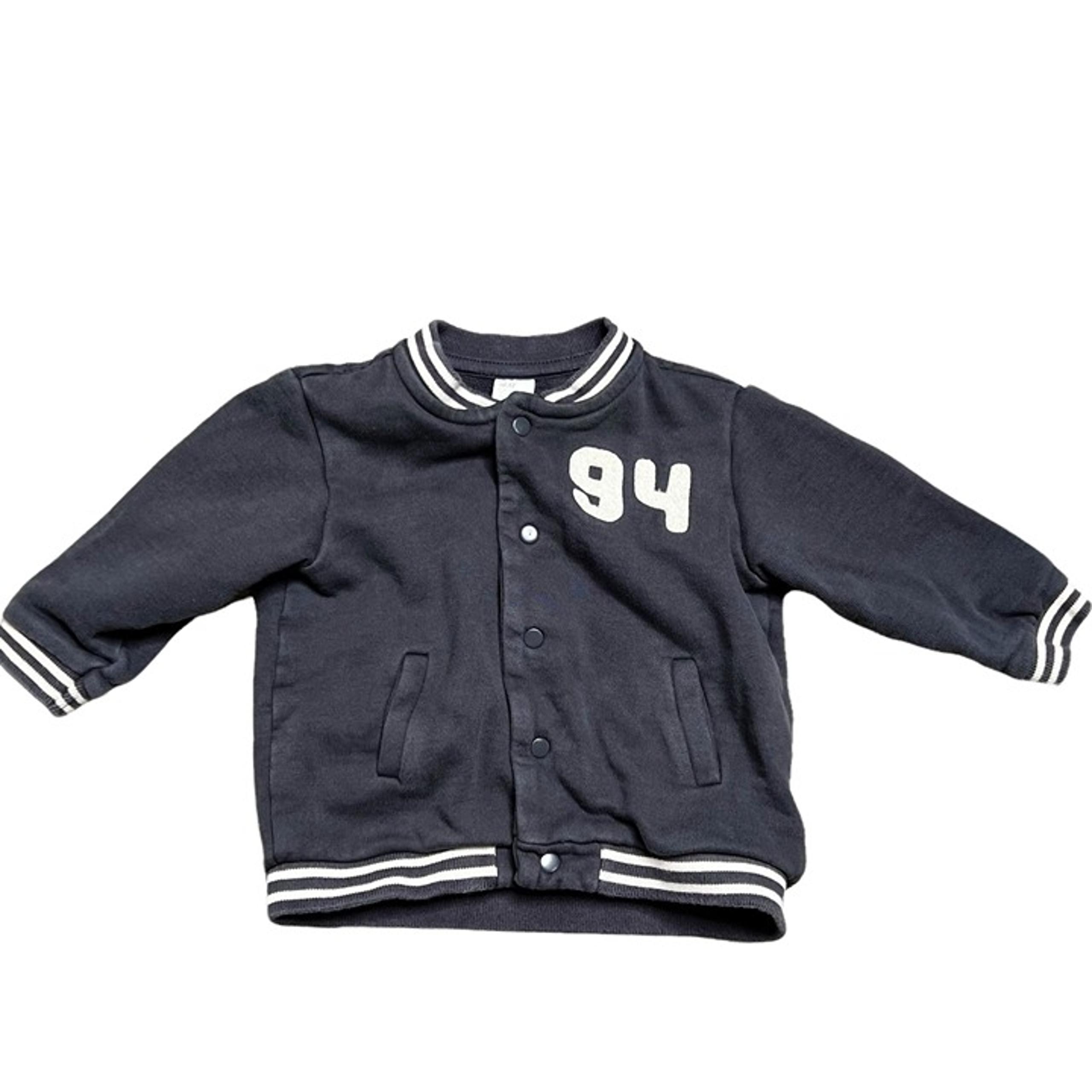 H&M Letterman Style Jacket Baby Size 12 Months Grey White Striped