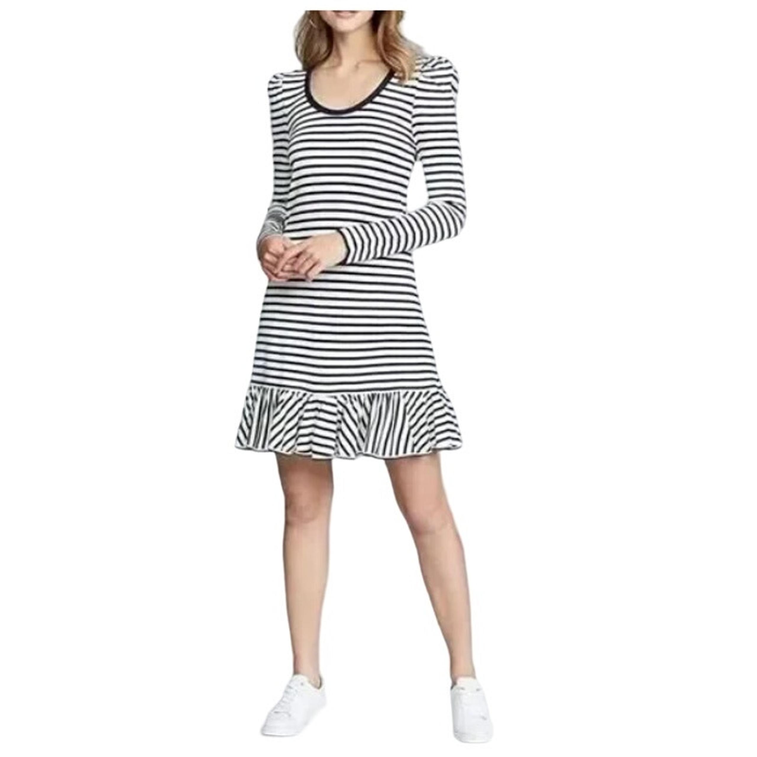 Alexis Long Sleeve Knit Mini Dress Size XS Striped "Loza" White Navy Preppy
