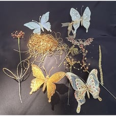 Stunning Heavy Gold Christmas Ornament Lot Butterflies & Dragonflies-CH1