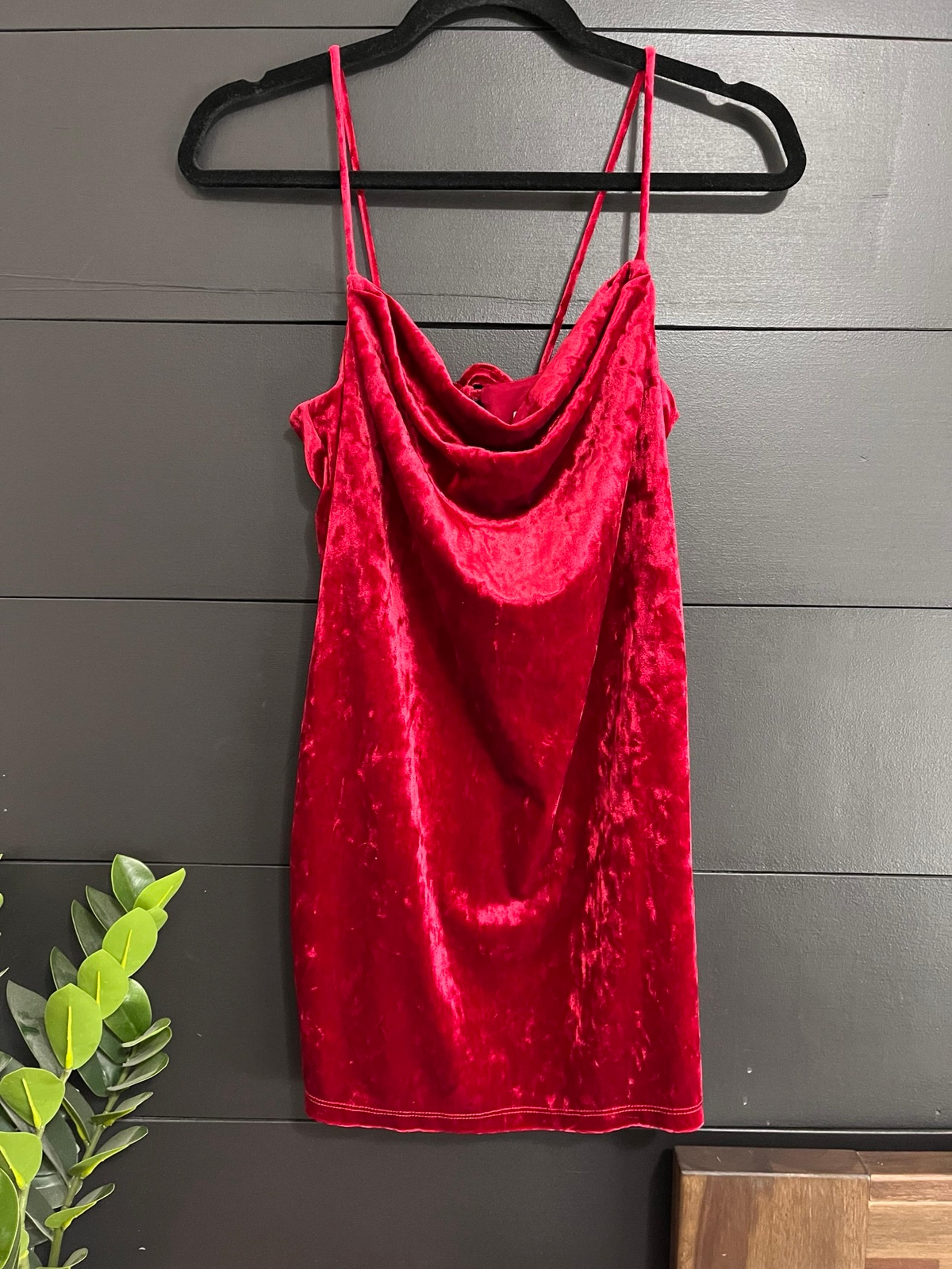 TOPSHOP Red Velvet Sleeveless Mini Dress Petite Women’s Sz 6 EUC