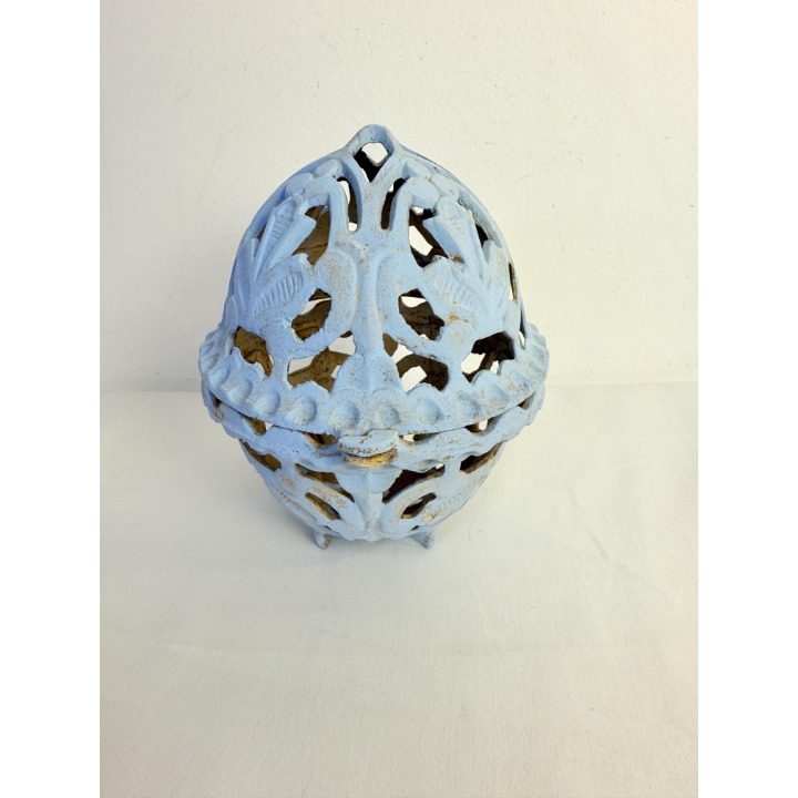 Vintage Hand Painted Blue String Filigree Holder Caddy