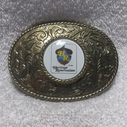 Gold Engraved Flower Heritage Reservation Buckle 1980 Great Vintage Condition