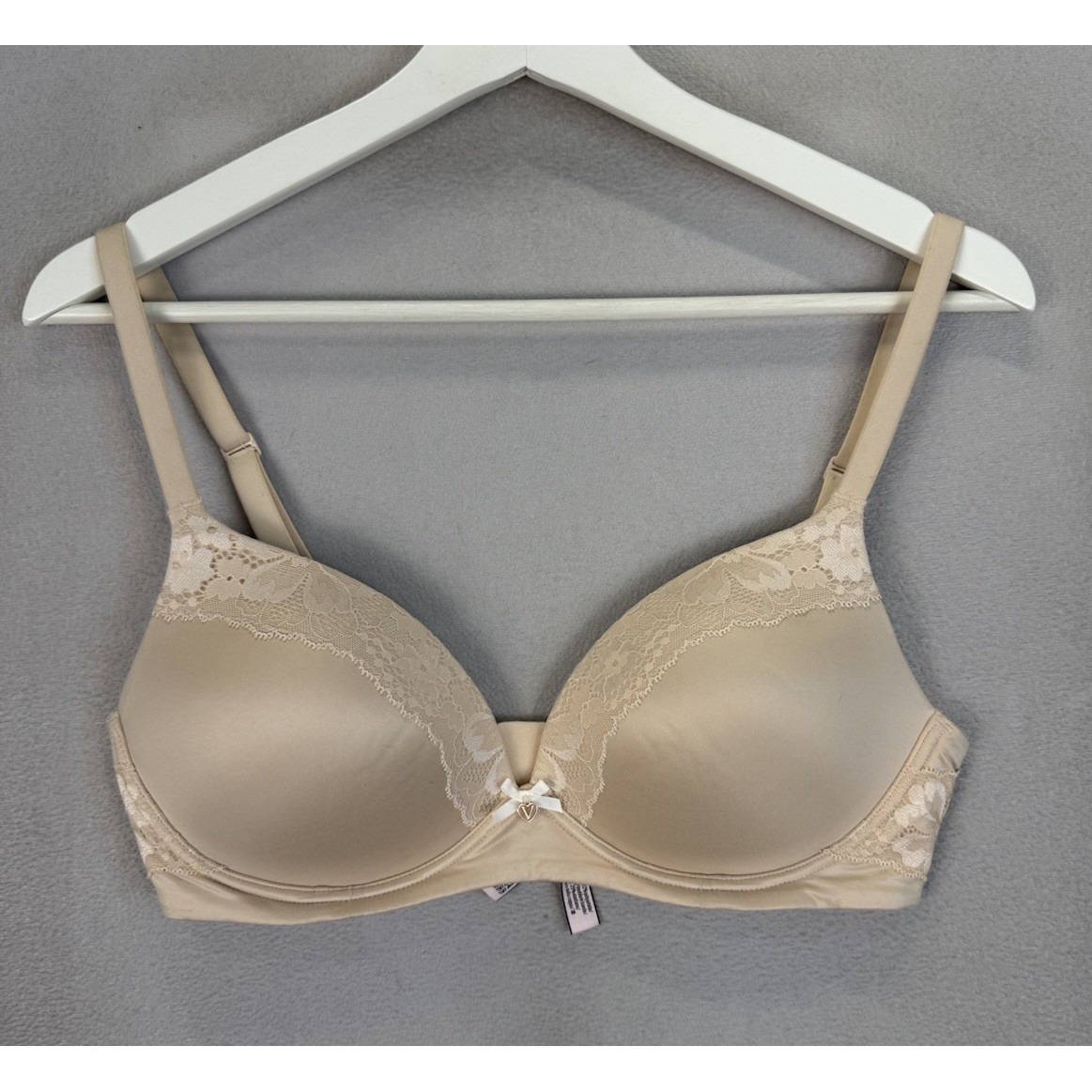 Victoria's Secret Lace Lined Wireless Bra Body By Victoria Women's Sz 34D Beige