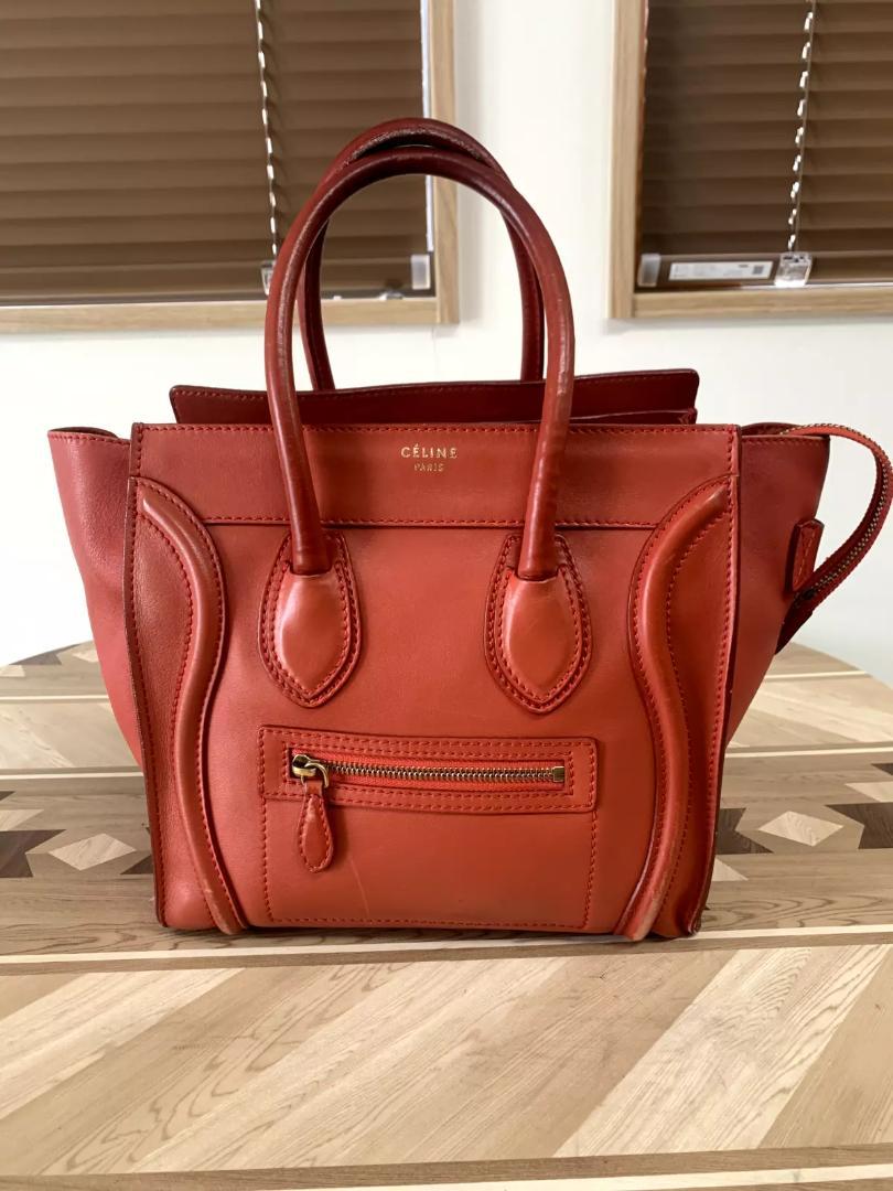 CELINE Luggage Handbag in Red Calfskin