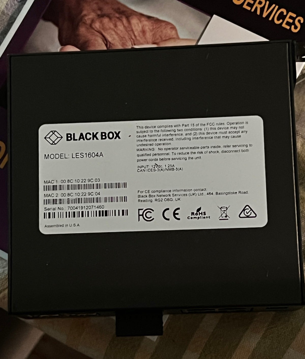 Black box model: LES1604A 4 port console server