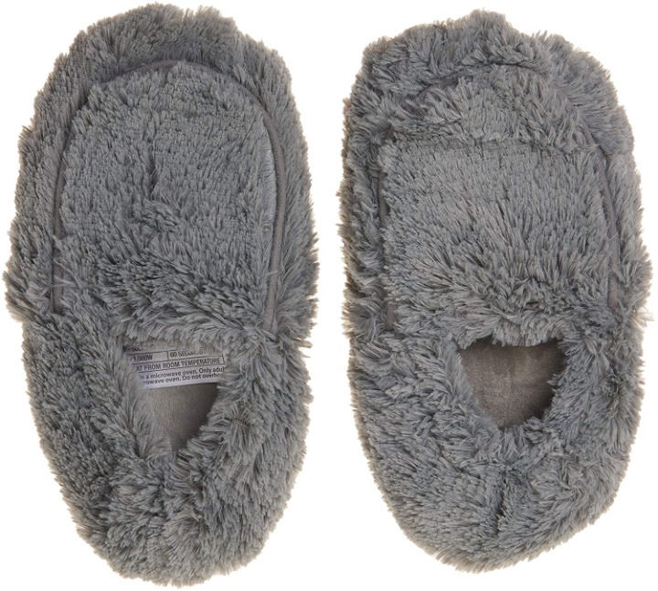 Microwavable Plush Warm Soft Slippers, Grey