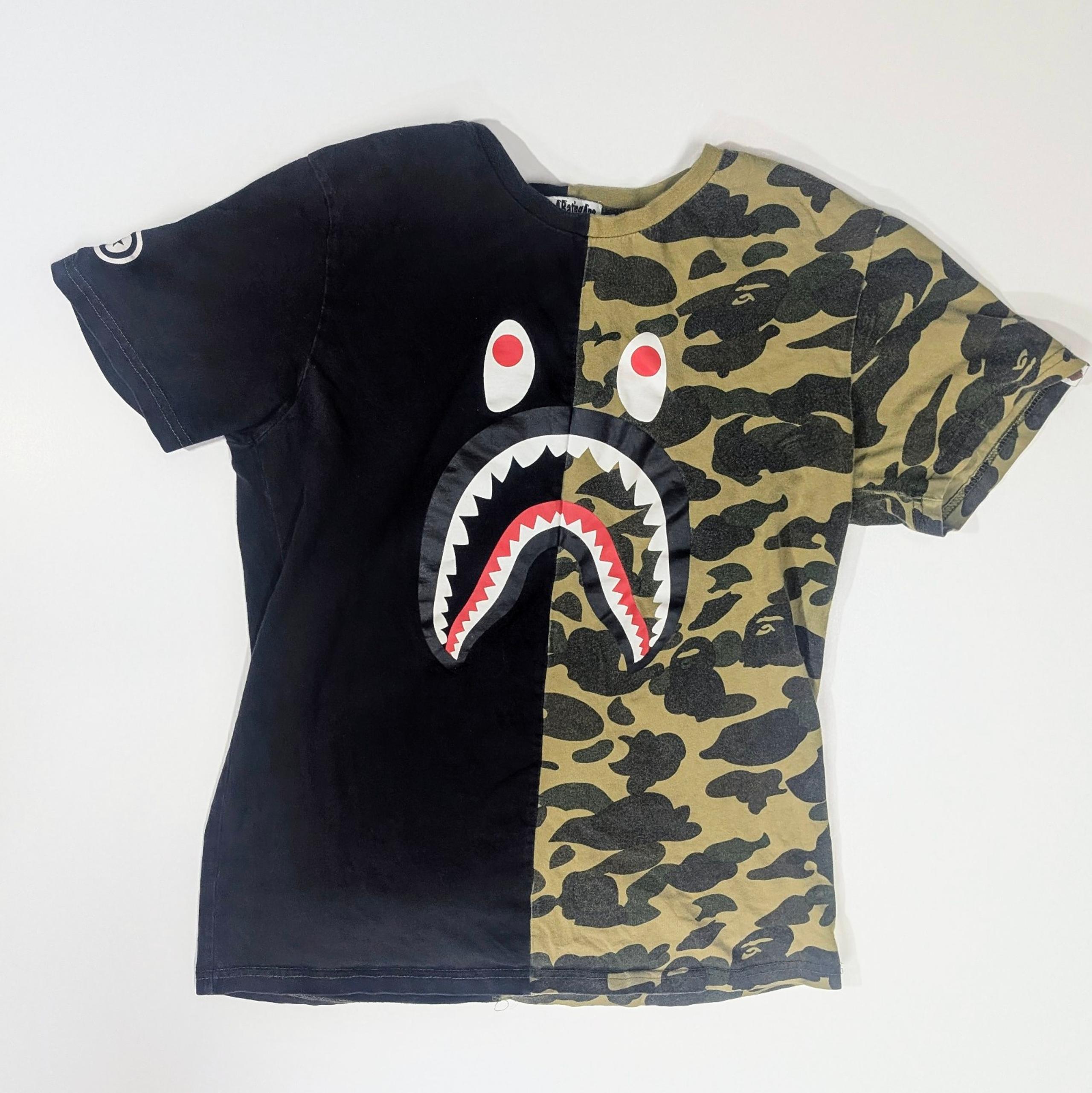Bape half camo and black bathing ape WGM size large in CHILDREN