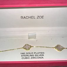 Brand New Rachel Zoe 14KT/Sterling 8 TCW Natural Mother of Pearl and Cubic