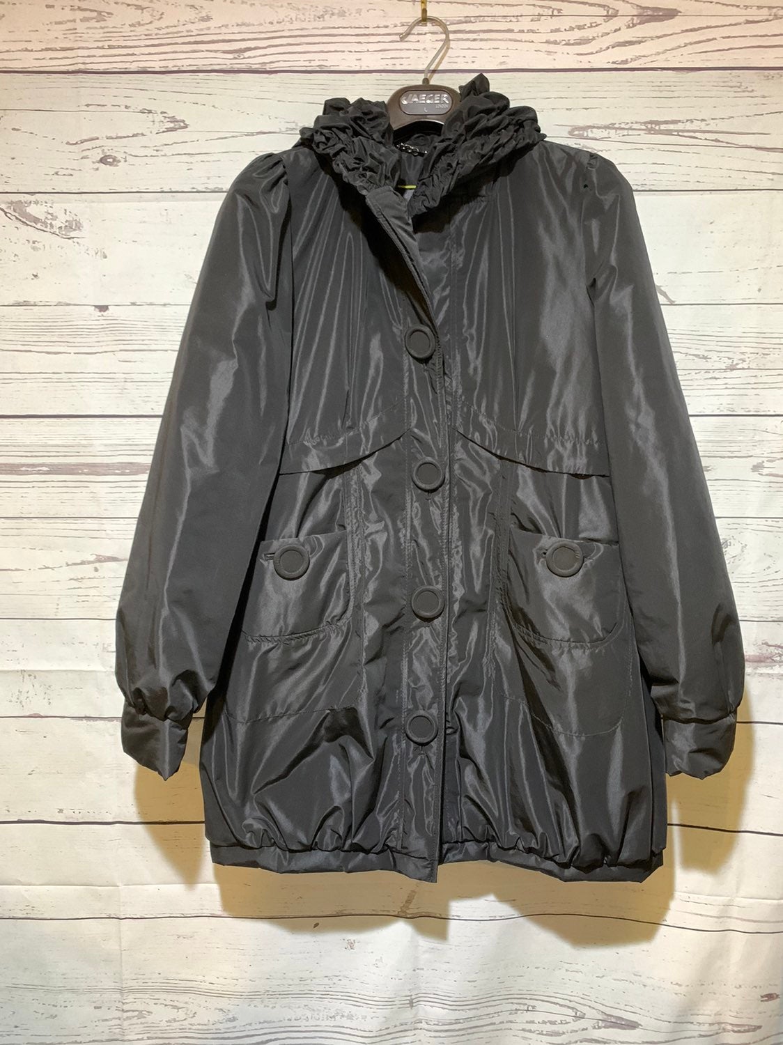 ABS Silver Lining Black Button Up Coat