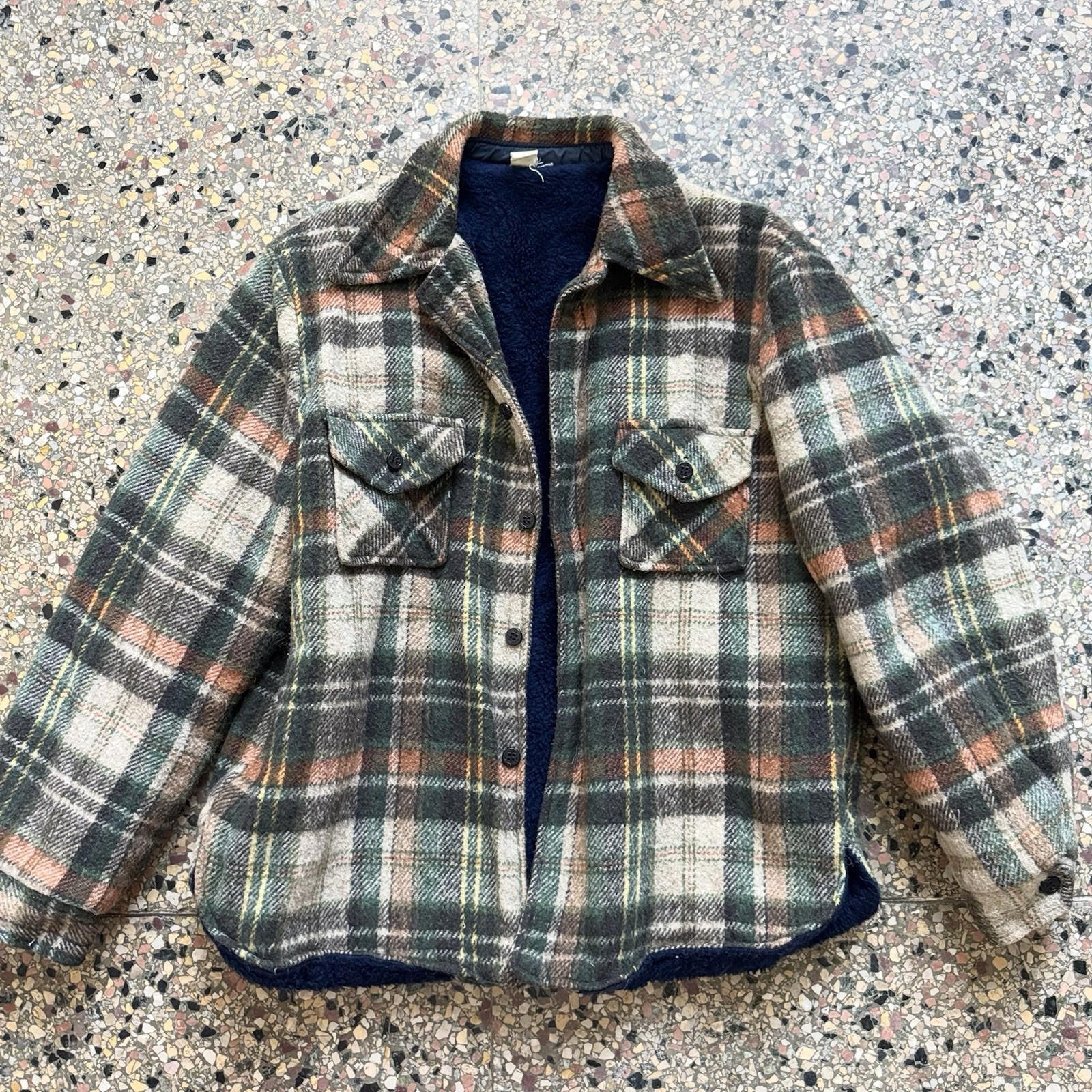 Made In Jamaica Fleece Lined Shirt Jacket Plaid Sz L Large Mens