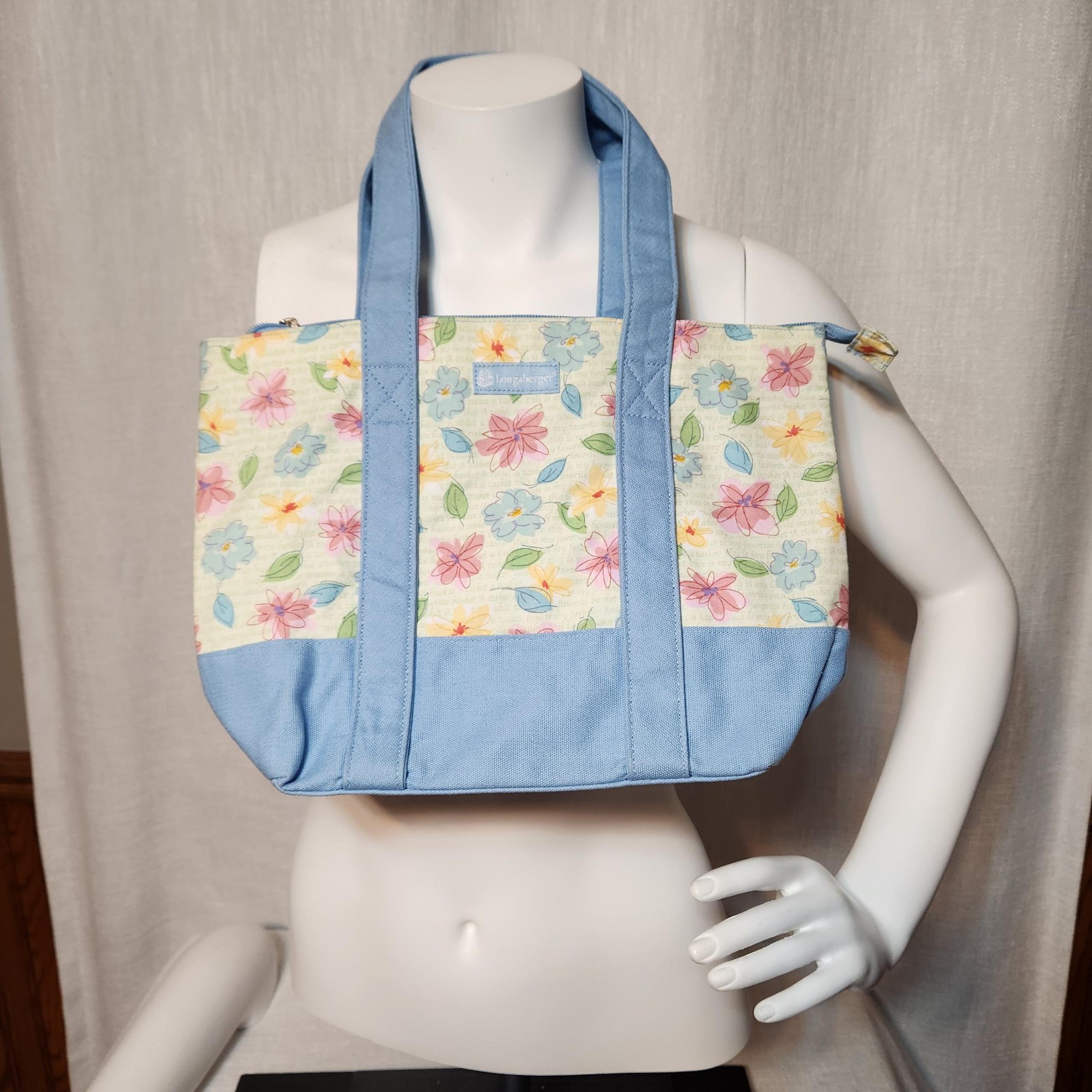 Longaberger Basket Mother's Day Blue Floral Tote Bag Gift Multipurpose
