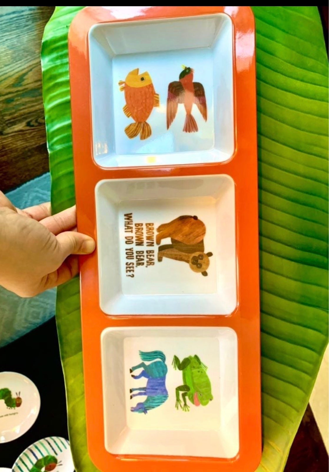 2 World of Eric Carle 3 portion food trays melamine New / orange