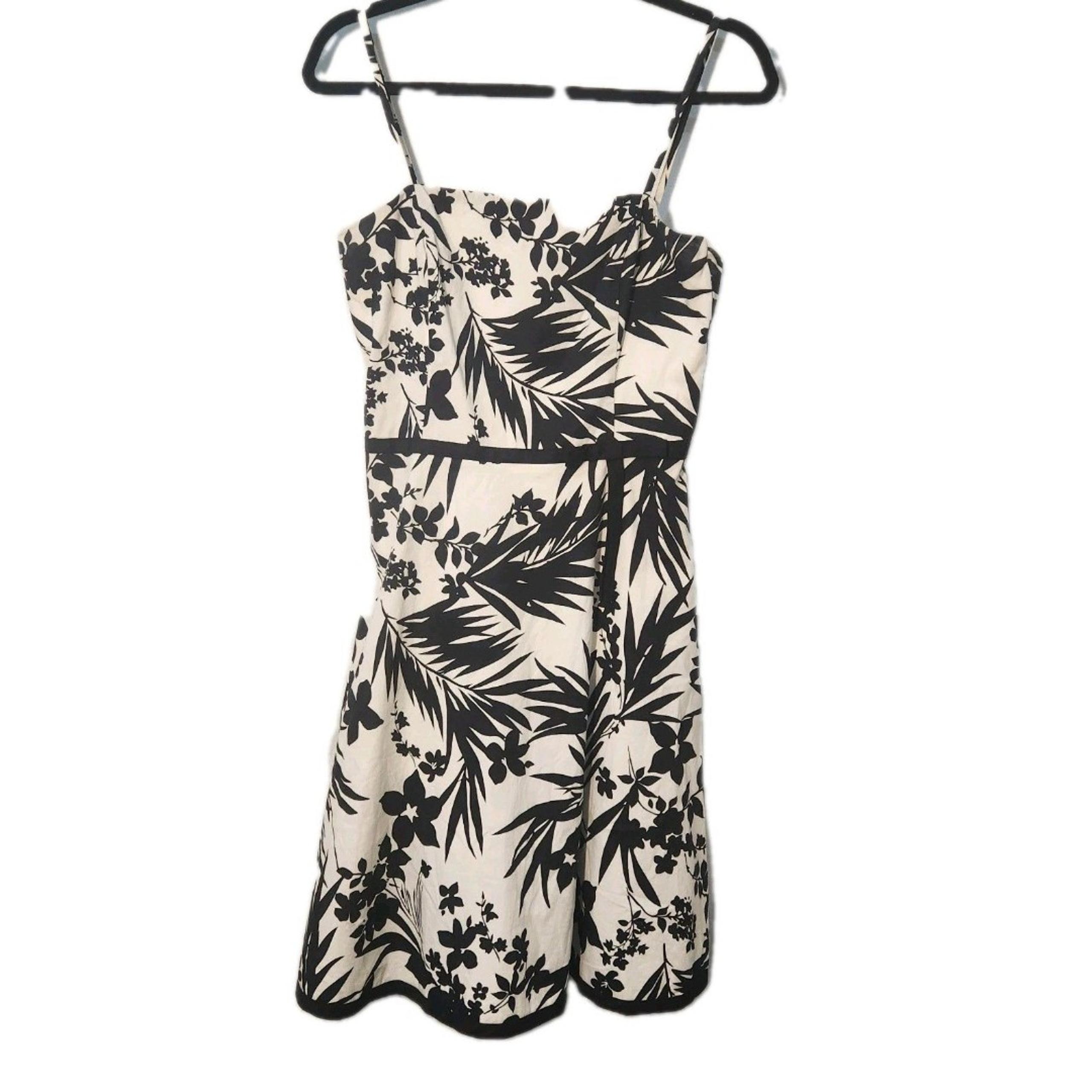 A Byer Vtg Black White Floral Tropical Party Wedding Guest Dress Junior SZ 7