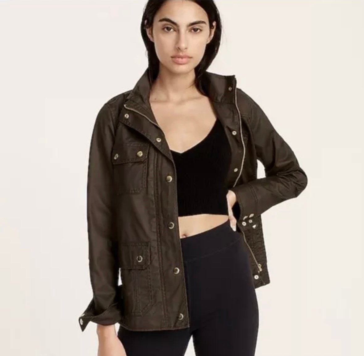 J. Crew Downtown Field Jacket In Mossy Brown Utility Jacket Women’s Size Small