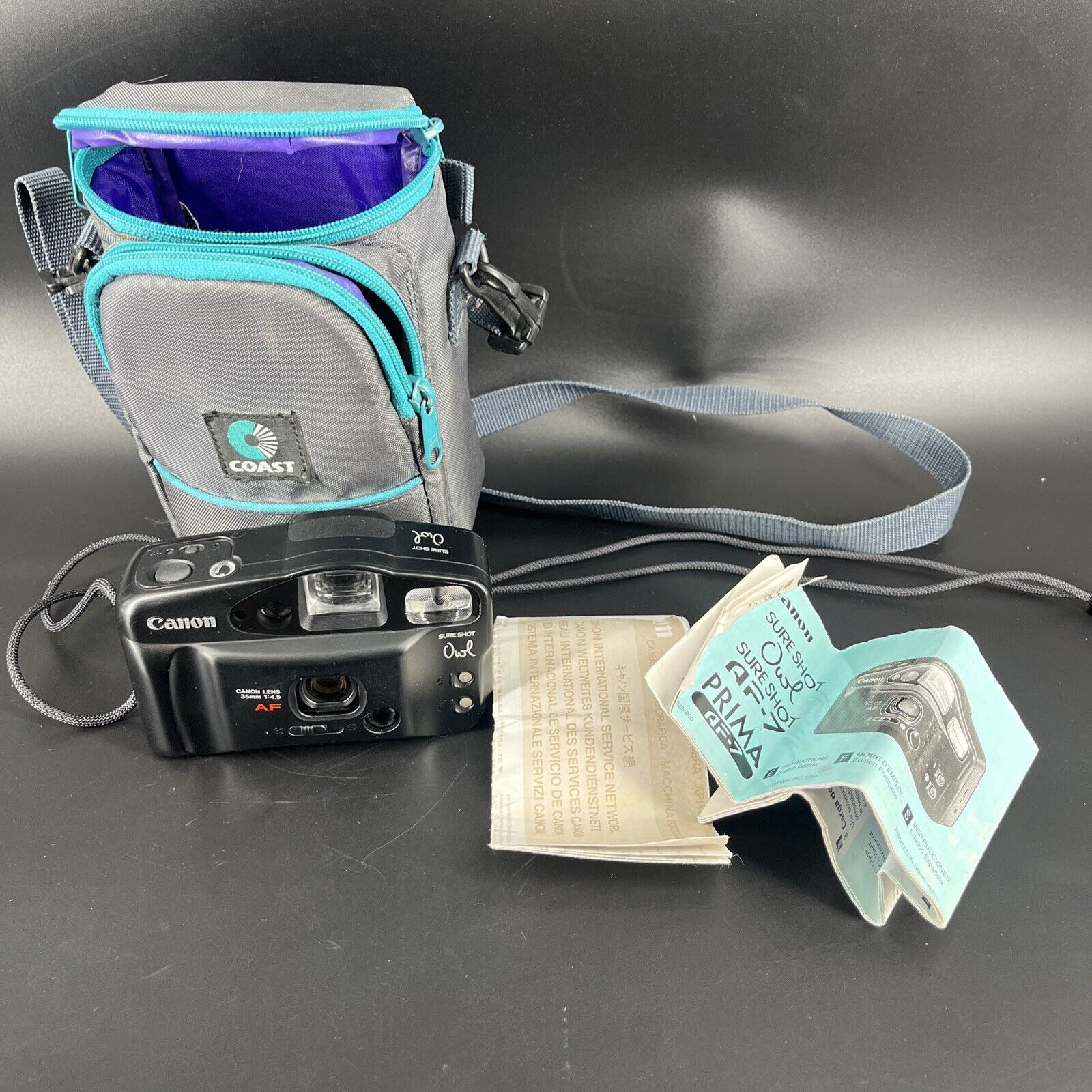 Canon Sure Shot Owl Date AF 35mm Point & Shoot Film Camera 1:4.5