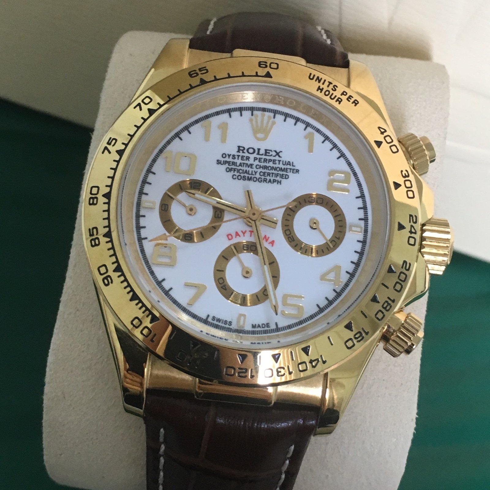 18k Yellow Gold White Arabic Mens 40mm Watch