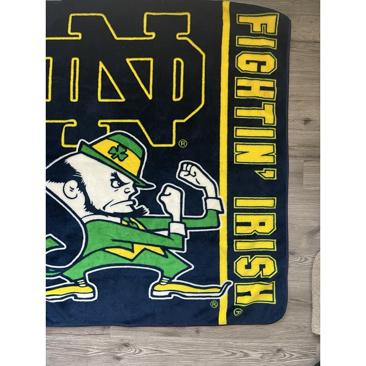 Notre Dame Fighting Irish Throw Blanket Great Quality 58” X 51”