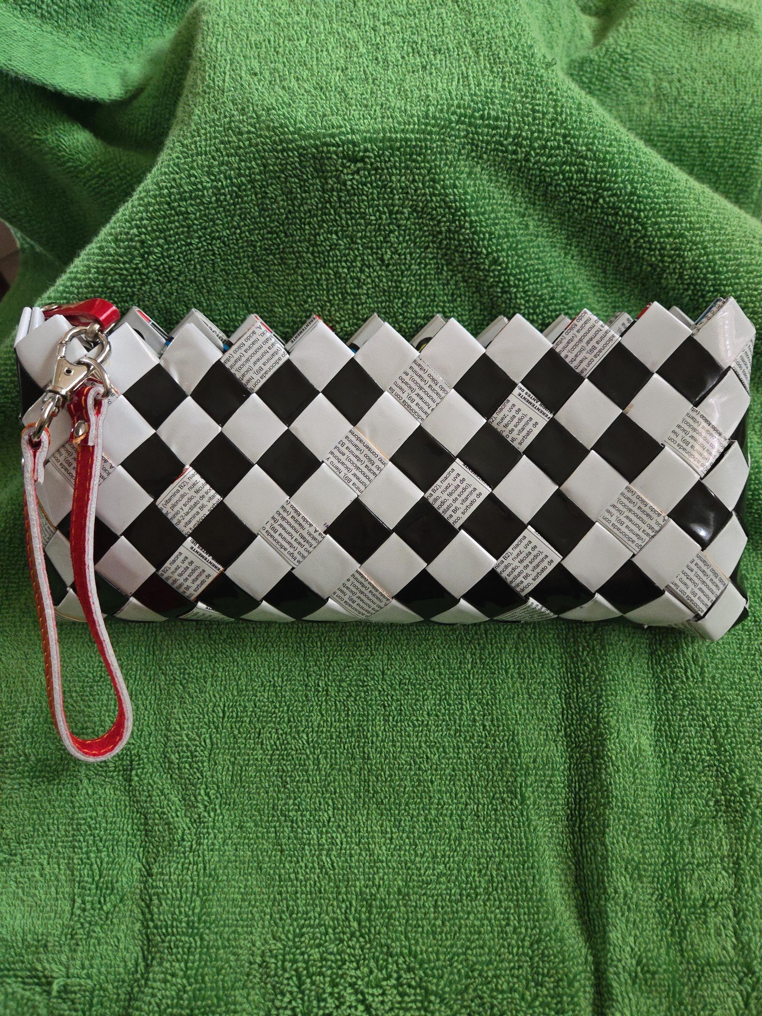 Nahui Ollin Black and White Clutch Purse