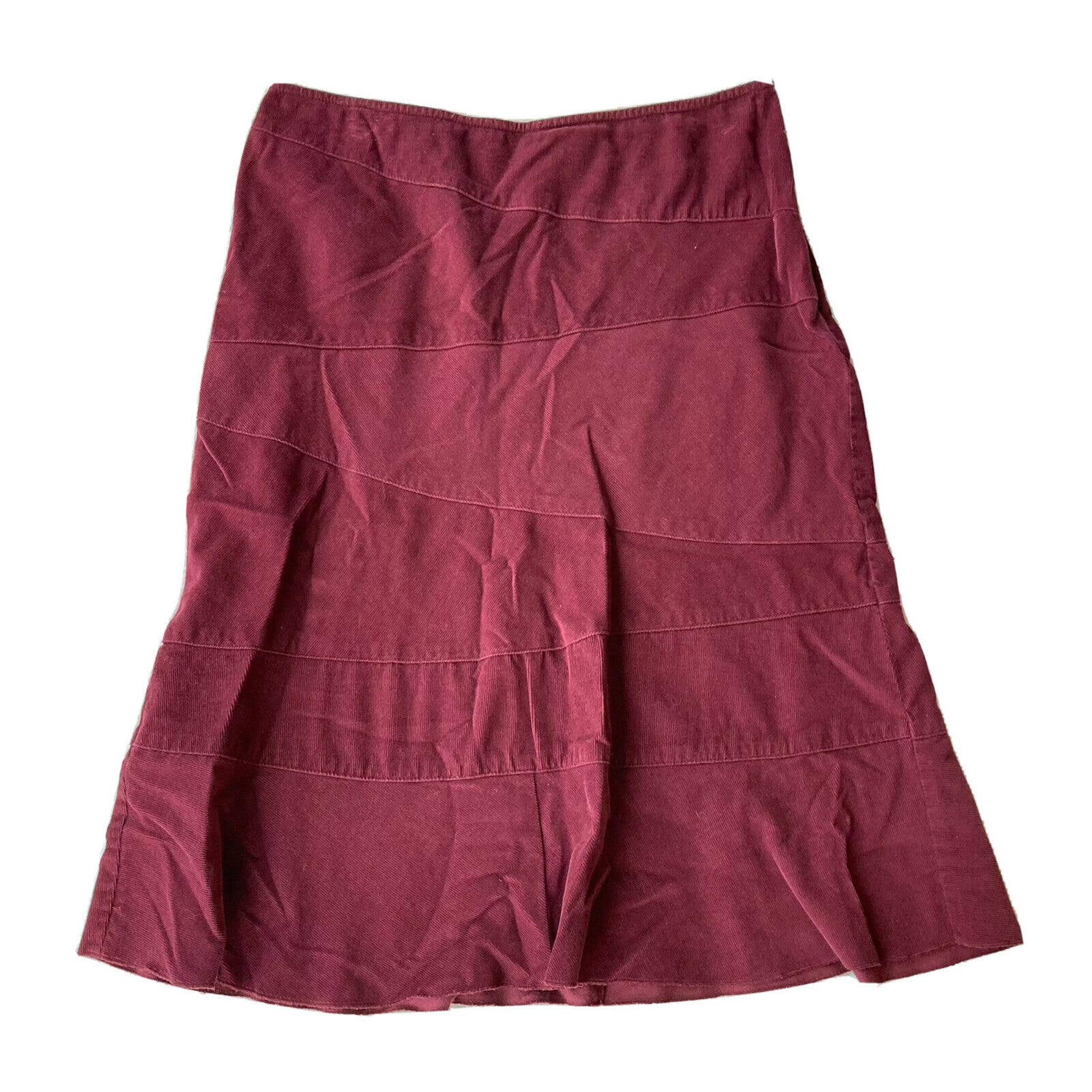 Womens Style & Co Red Corduroy A-Line Knee Length 100% Cotton Skirt Sz 4P Petite