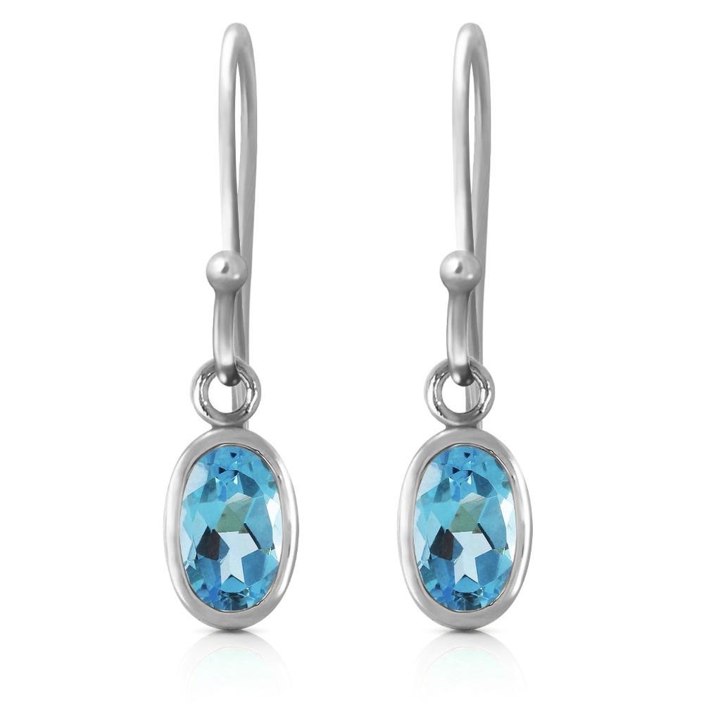 GOLD FISH HOOK EARRINGS WITH BLUE TOPAZ
