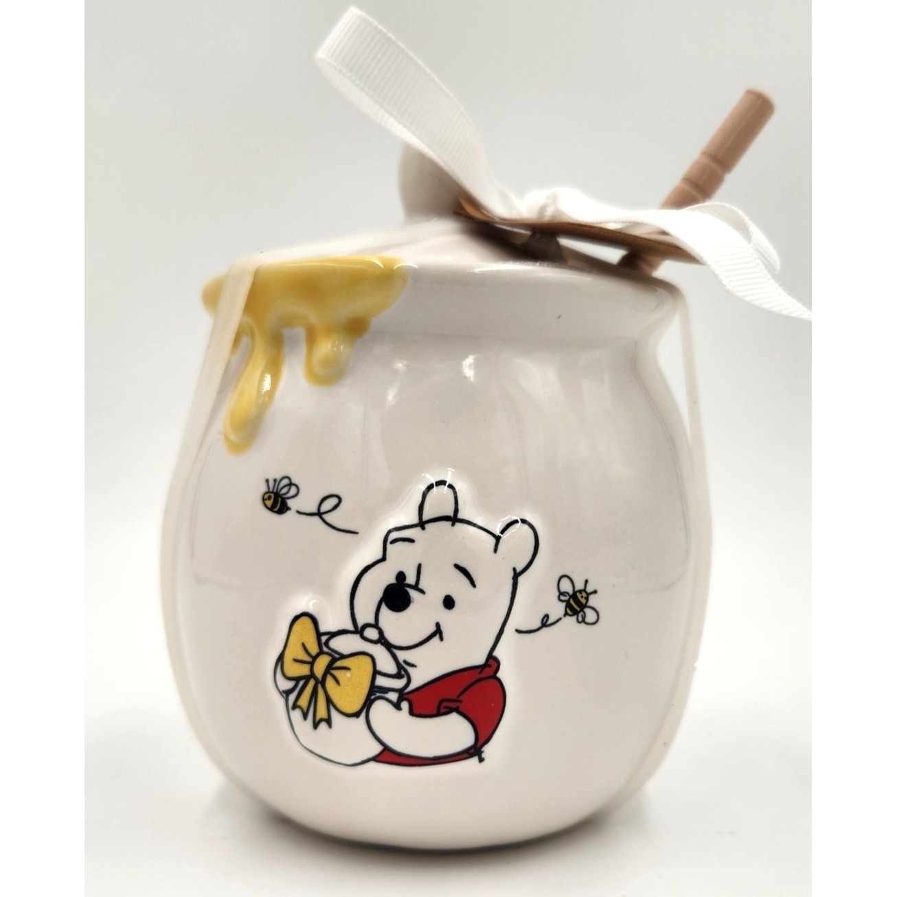 Rae Dunn Disney Winnie The Pooh sweet as hunny Jar Pot w/Dipper NEW W/Tag