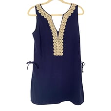 Lilly Pulitzer Size 4 Navy Gold Donna Summer Resortwear Feminine Shorts Romper