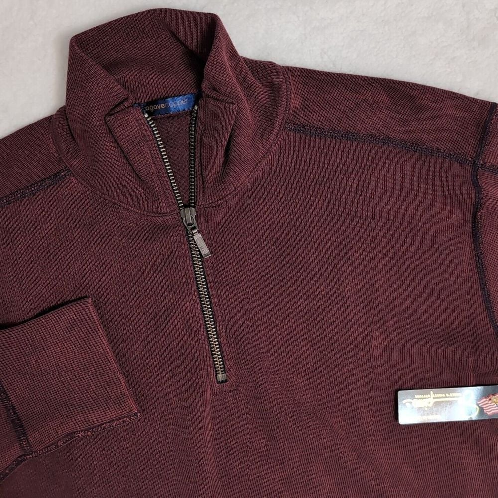 NEW Agave Lux Classic Cut Denim Sweater Mens Sm 1/4 Zip Pullover Knit Pima Cott