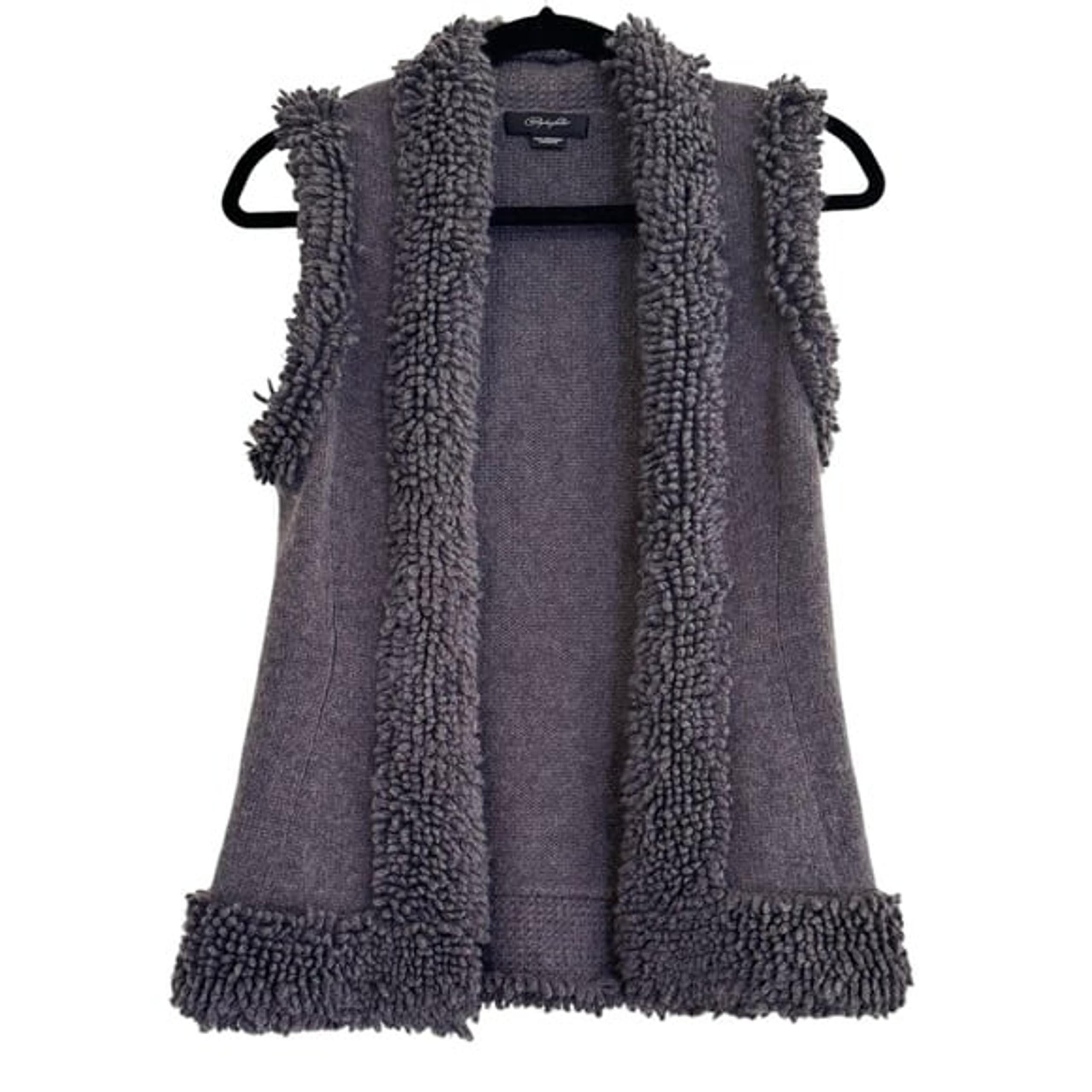 Christopher Fisher Women's Gray 100% Cashmere Sleeveless Knitted Cardigan Size M