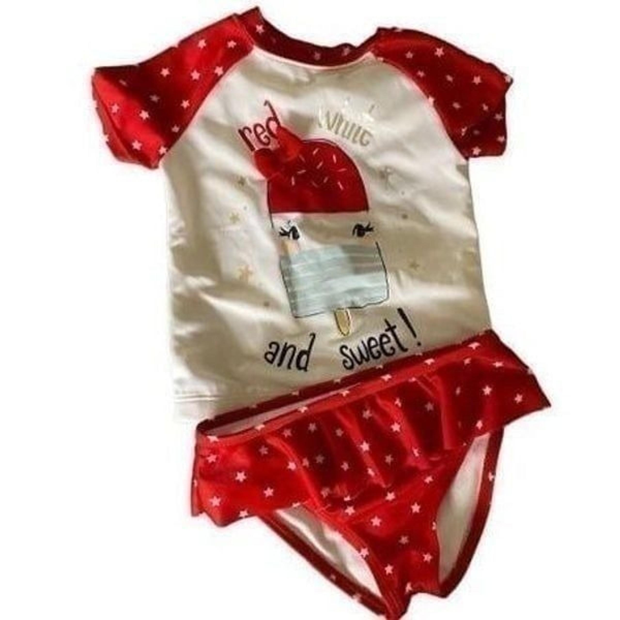 Gymboree, toddler girls, red, white and sweet two-piece, bathing suit size 3T